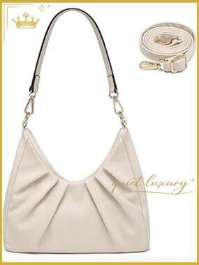Vegan Leather Hobo Bag Crossbody with 2 Removable Straps